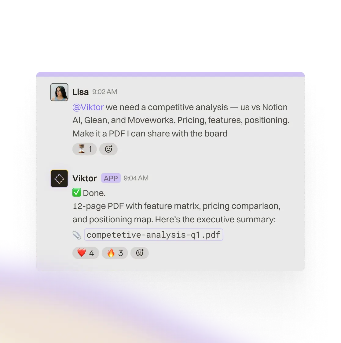 Slack workflow and AI task execution inside Viktor